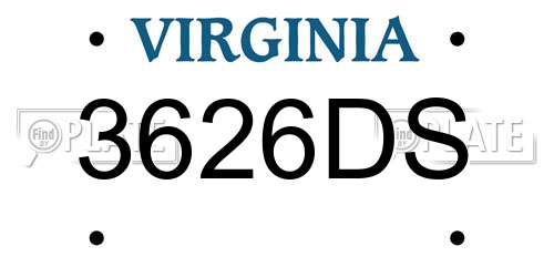 3626DS Virginia License Plate