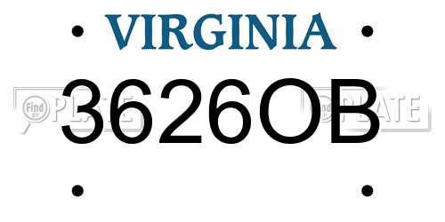 3626OB Virginia License Plate