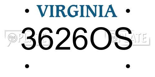 3626OS Virginia License Plate