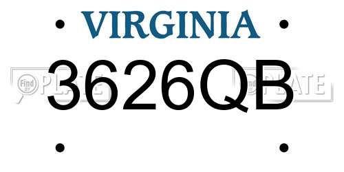3626QB Virginia License Plate