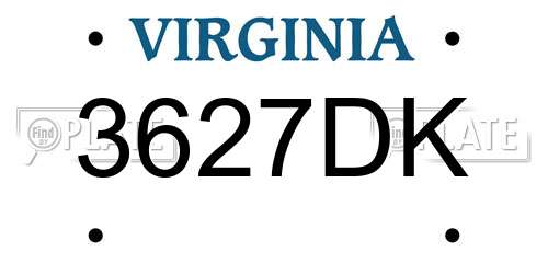3627DK Virginia License Plate