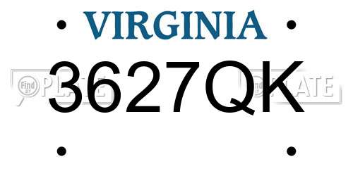 3627QK Virginia License Plate