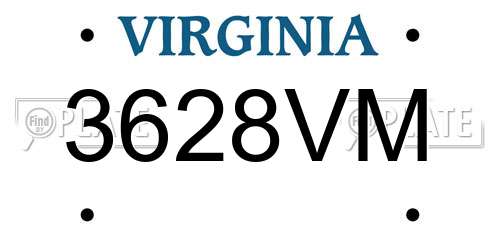 3628VM Virginia License Plate