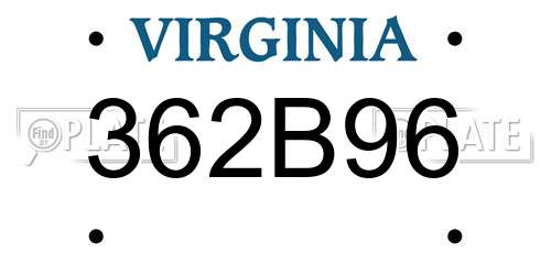362B96 Virginia License Plate