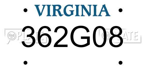 362G08 Virginia License Plate
