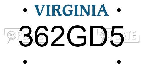 362GD5 Virginia License Plate