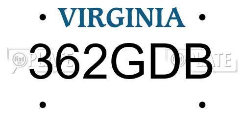 362GDB Virginia License Plate