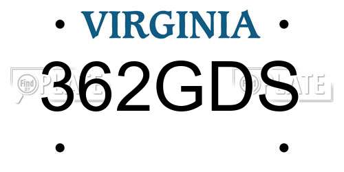 362GDS Virginia License Plate