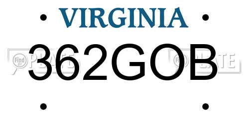 362GOB Virginia License Plate