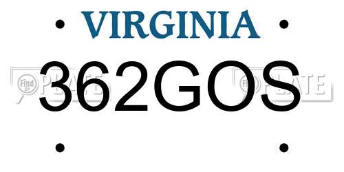 362GOS Virginia License Plate