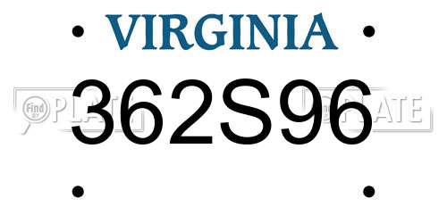 362S96 Virginia License Plate