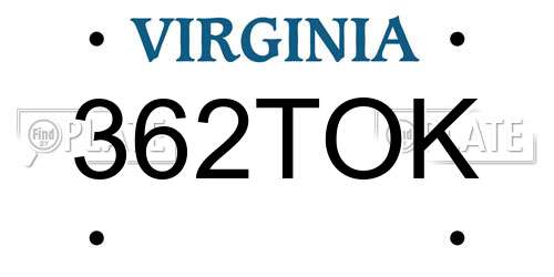 362TOK Virginia License Plate