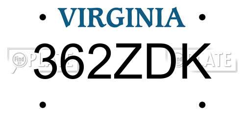362ZDK Virginia License Plate