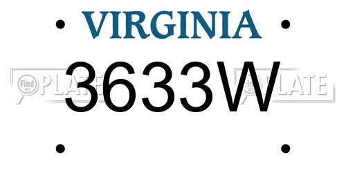 3633W Virginia License Plate