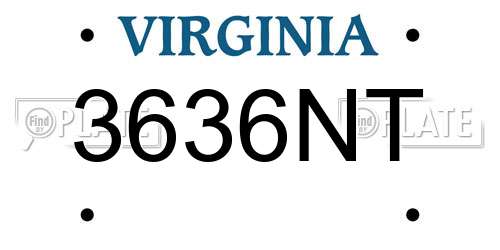 3636NT Virginia License Plate