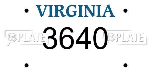 3640 Virginia License Plate