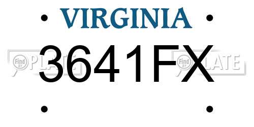 3641FX Virginia License Plate