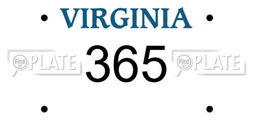 365 Virginia License Plate