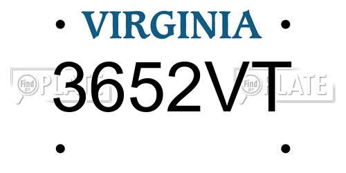 3652VT Virginia License Plate