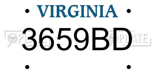 3659BD Virginia License Plate