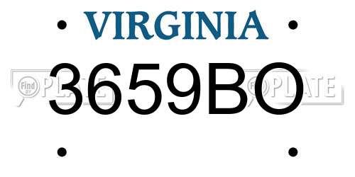 3659BO Virginia License Plate