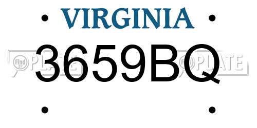 3659BQ Virginia License Plate