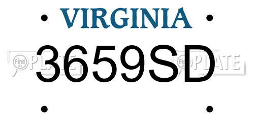 3659SD Virginia License Plate