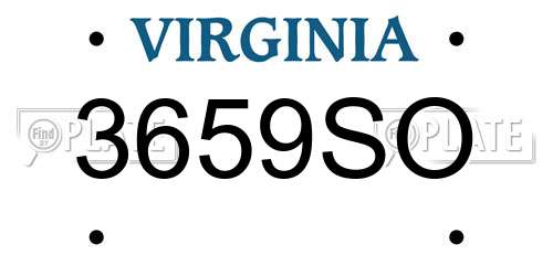 3659SO Virginia License Plate