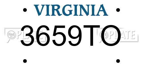 3659TO Virginia License Plate