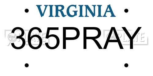 365PRAY Virginia License Plate