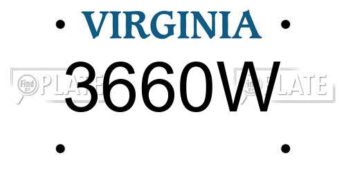 3660W Virginia License Plate