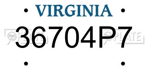 36704P7 Virginia License Plate