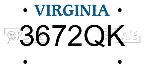 3672QK Virginia License Plate
