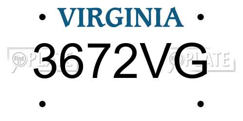 3672VG Virginia License Plate