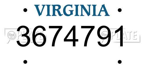 3674791 Virginia License Plate