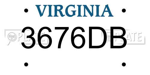 3676DB Virginia License Plate