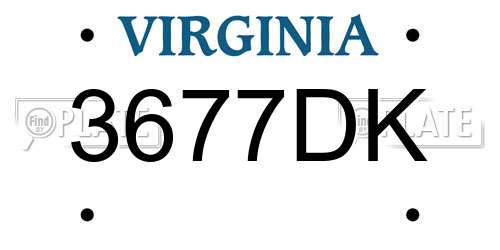 3677DK Virginia License Plate