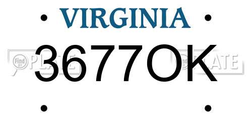 3677OK Virginia License Plate