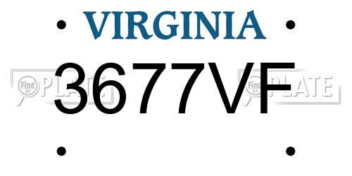 3677VF Virginia License Plate