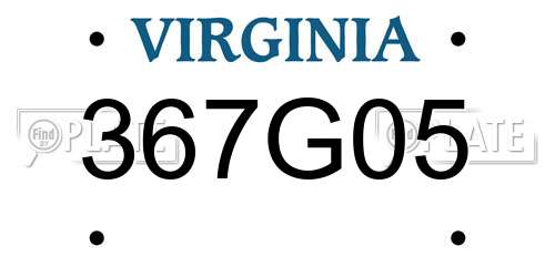367G05 Virginia License Plate