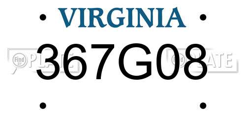 367G08 Virginia License Plate
