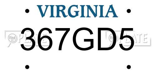 367GD5 Virginia License Plate