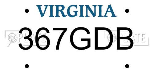 367GDB Virginia License Plate