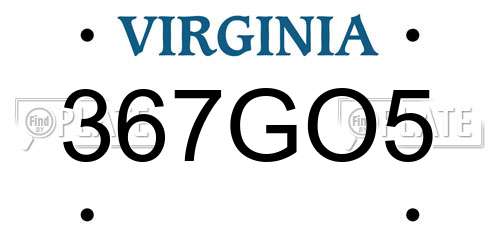 367GO5 Virginia License Plate