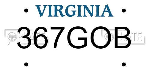 367GOB Virginia License Plate