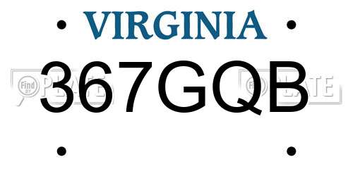 367GQB Virginia License Plate