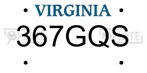 367GQS Virginia License Plate