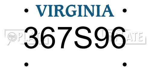 367S96 Virginia License Plate