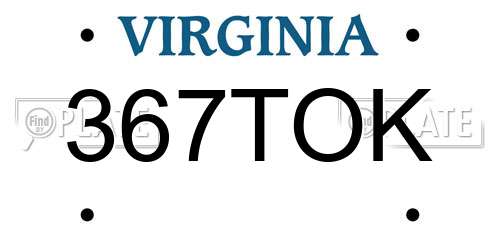 367TOK Virginia License Plate
