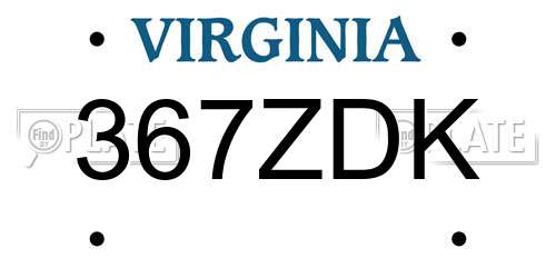 367ZDK Virginia License Plate